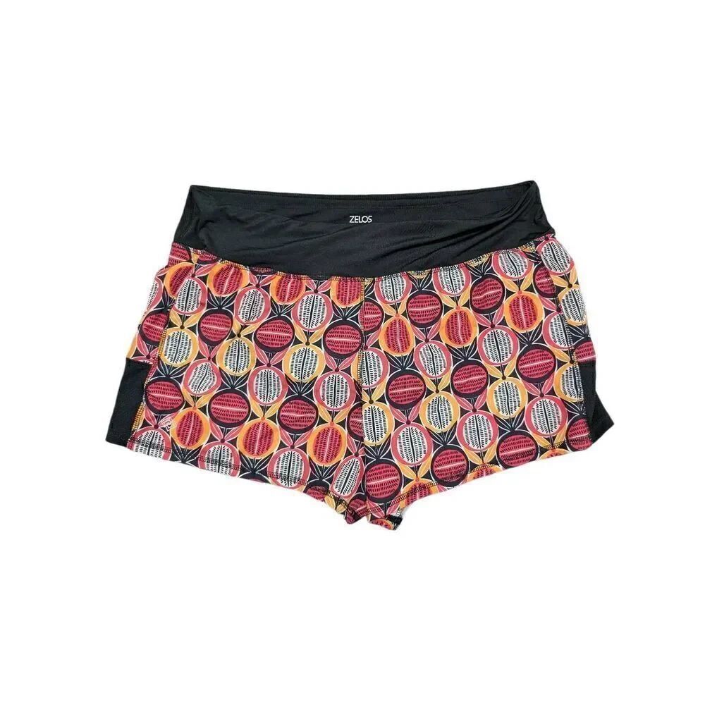 ZELOS Burgundy and Black Active Shorts Women's XL